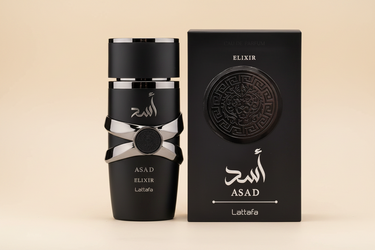 Lattafa Asad Elixir Eau de Parfum 3.4 oz 100ml Bottle and Box - SND Essence