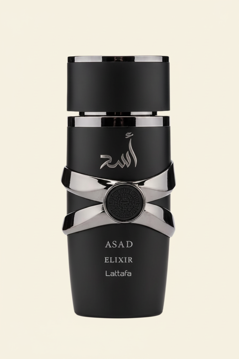 Lattafa Asad Elixir Eau de Parfum Spray 3.4 oz (100ml) – Intense Spicy, Dark Vanilla & Woody Men's Fragrance