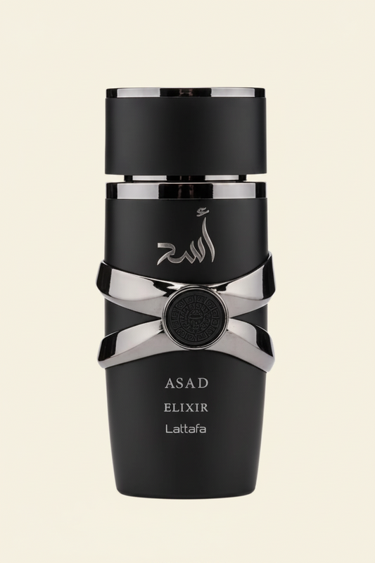 Lattafa Asad Elixir Eau de Parfum Spray 3.4 oz (100ml) – Intense Spicy, Dark Vanilla & Woody Men's Fragrance