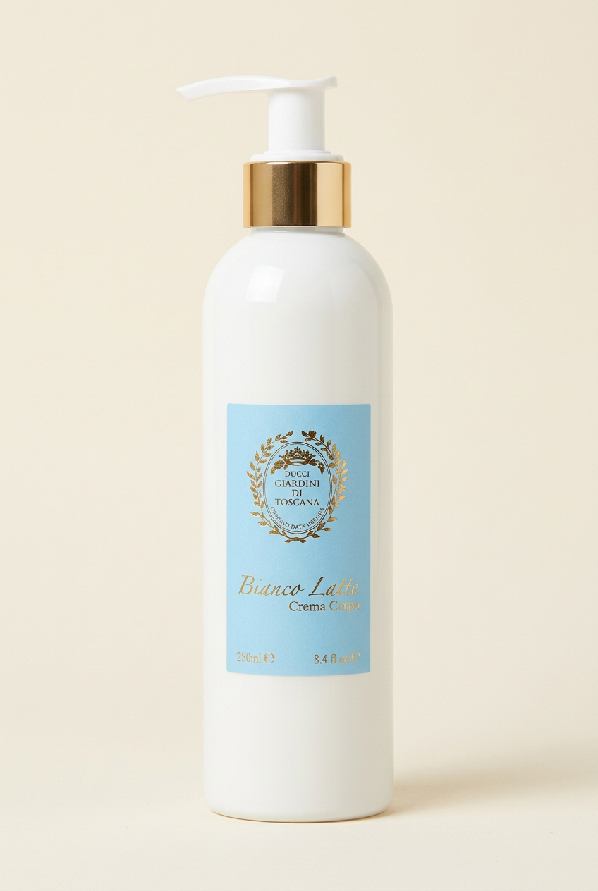 Giardini Di Toscana Bianco Latte Body Cream Tube and Packaging - SND Essence